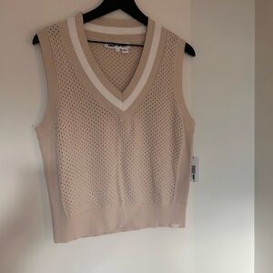 DKNY Sport Beige Knit Sleeveless Sweater Vest